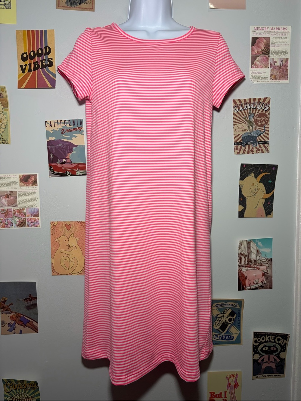 Vineyard Vines Pink and White Striped Short Sleeve Mini Dress